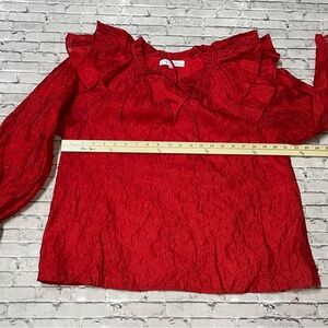 Sugarlips Vibrant Red Ruffled Blouse